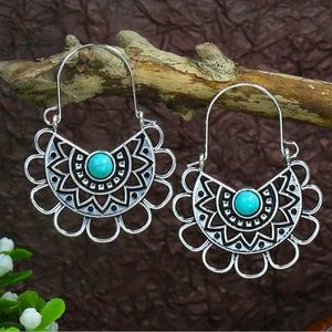 Vintage Style Bohemian Geometric Turquoise Stone Earrings